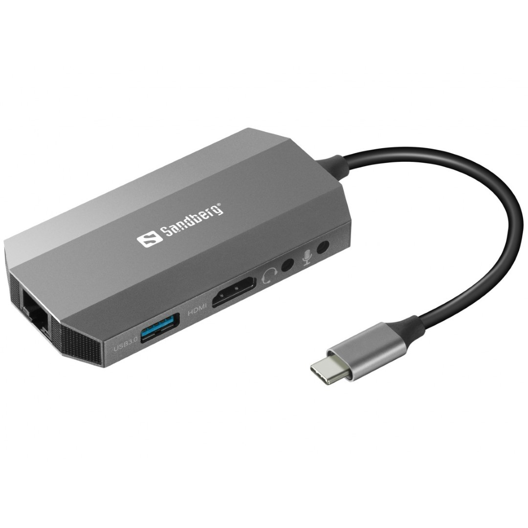 Priključna stanica za putovanja USB-C 6in1 Travel Dock Sandberg-0