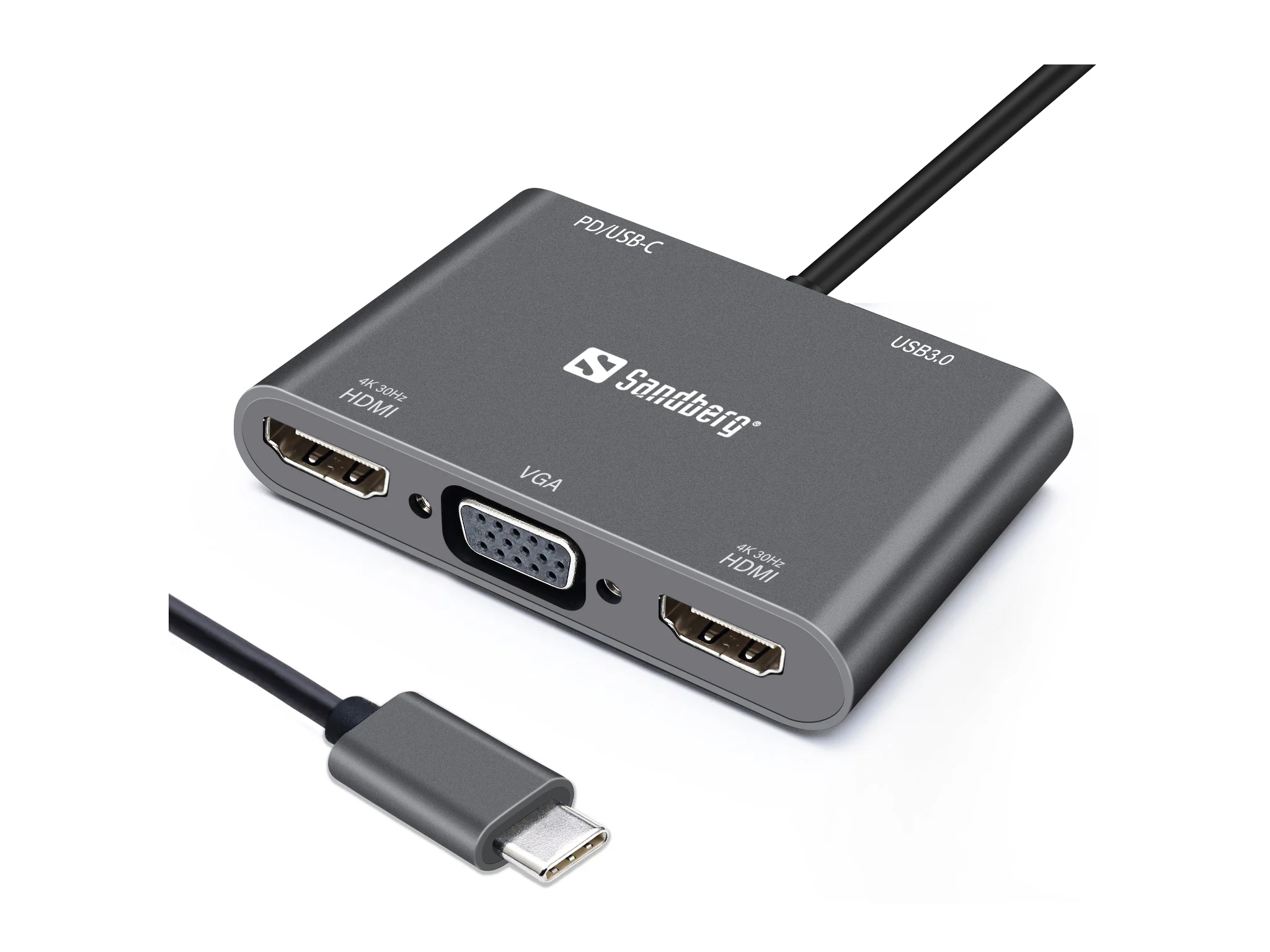 Priključna stanica USB-C Dock 2xHDMI + 1xVGA + USB + PD Sandberg-0