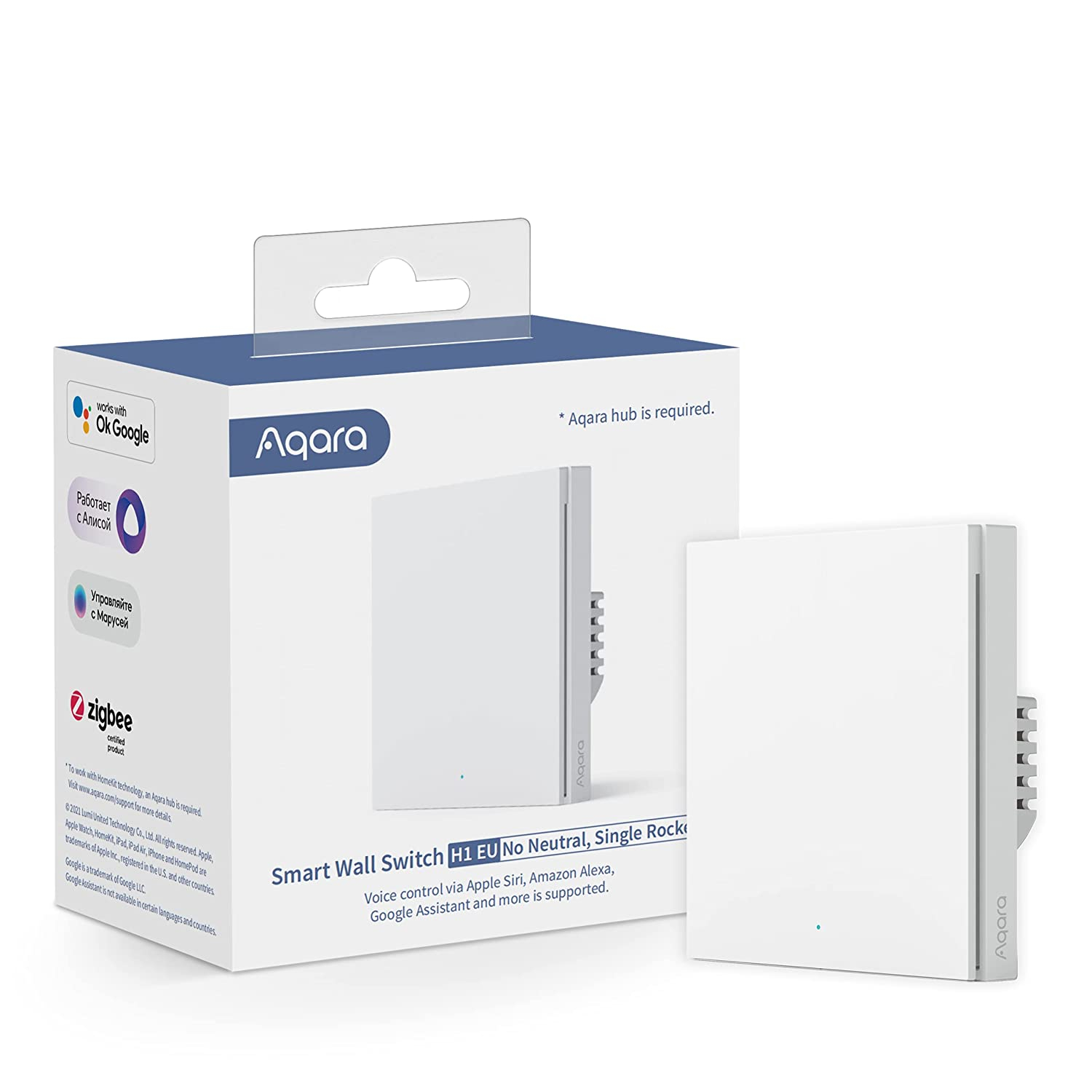 Pametni zidni prekidač Zigbee s relejom Aqara H1 EU (jednostruki, bez neutralne žice)-2