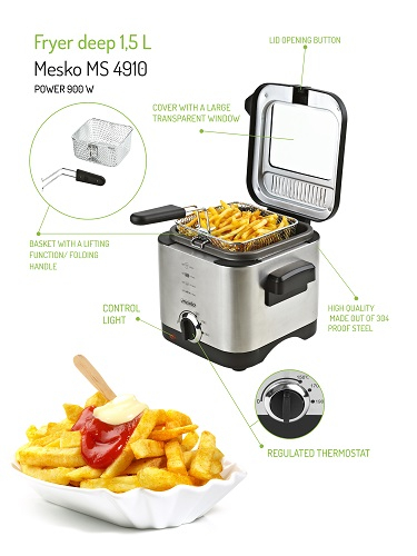 Friteza MESKO MS 4910 (900 W, 1.5 L, srebrna)-3