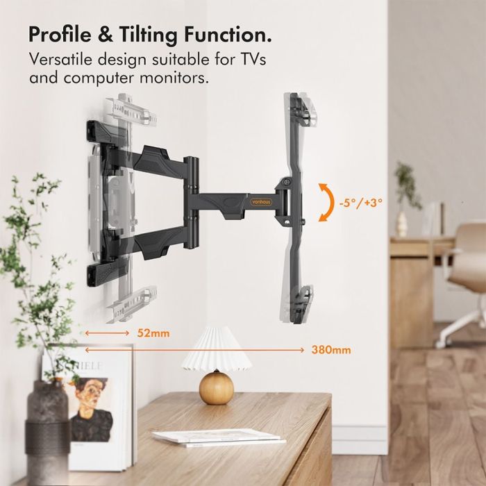 Nosač za TV zidni VONHAUS (37"- 70", do 45kg, nagib +5° -8°, zakret 180°)-10