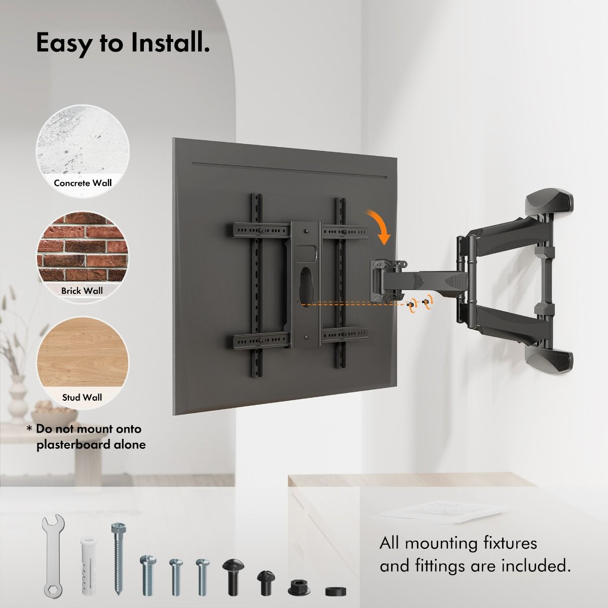 Nosač za TV zidni VONHAUS (37"- 70", do 45kg, nagib +5° -8°, zakret 180°)-4