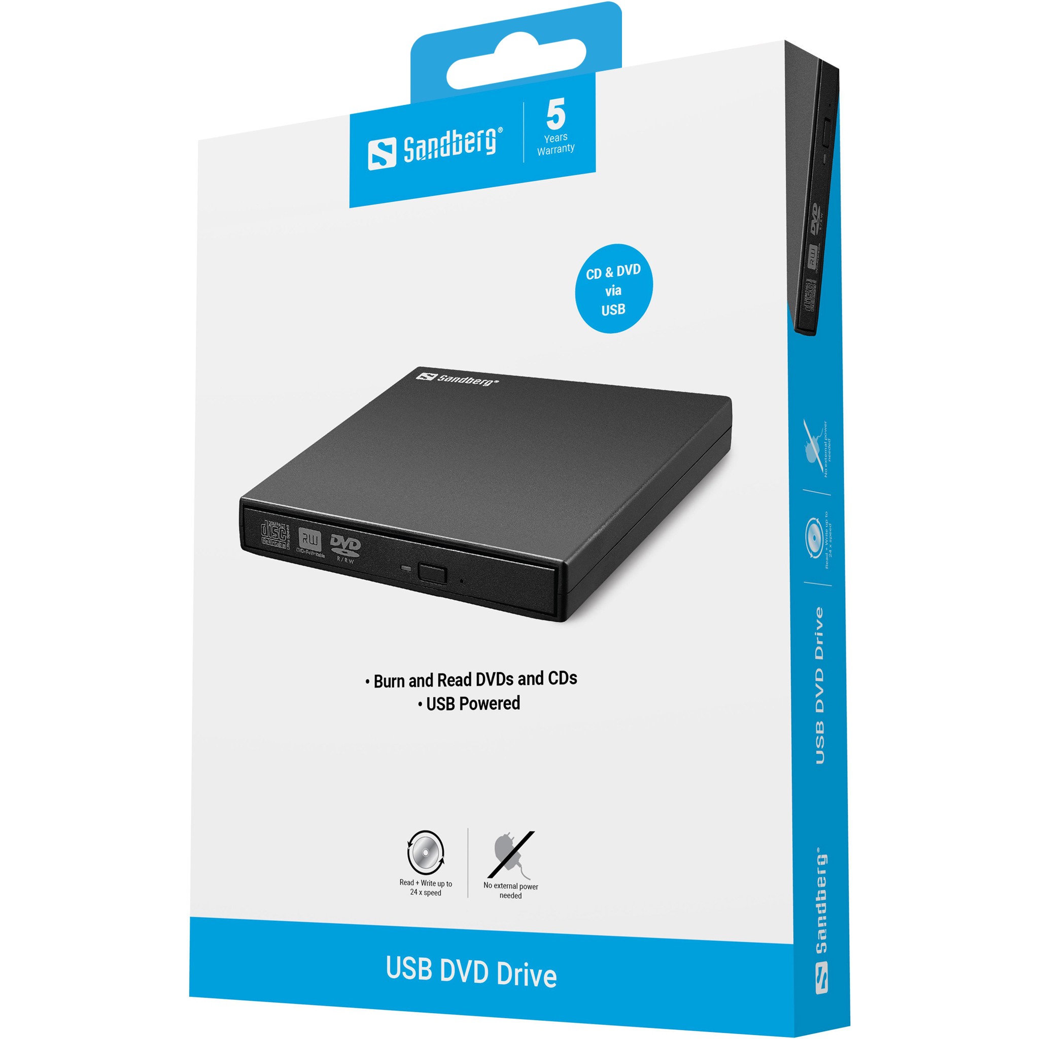 Snimač Mini DVDRW slim vanjski USB Sandberg-4