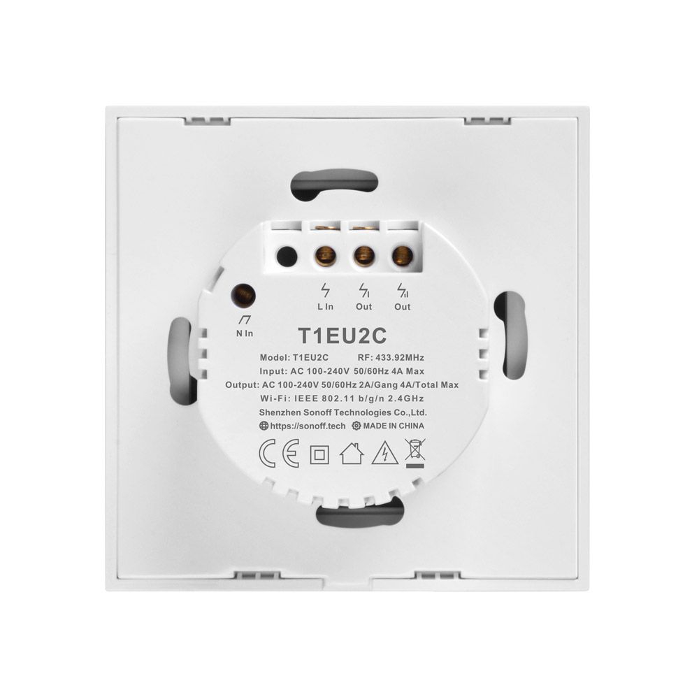 Pametni zidni prekidač SONOFF T1EU2C-TX Wi-Fi + RF433 Dual-5