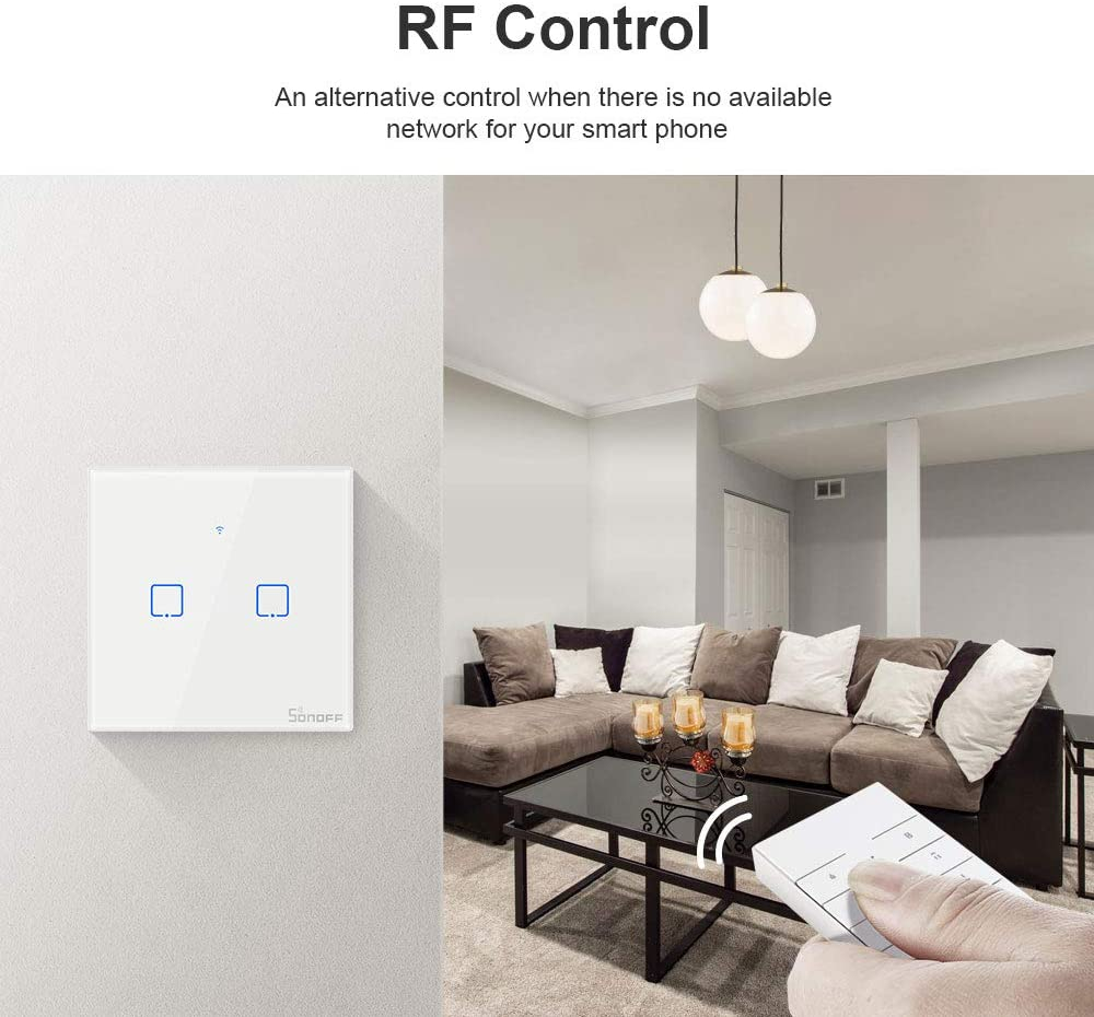 Pametni zidni prekidač SONOFF T1EU2C-TX Wi-Fi + RF433 Dual-6