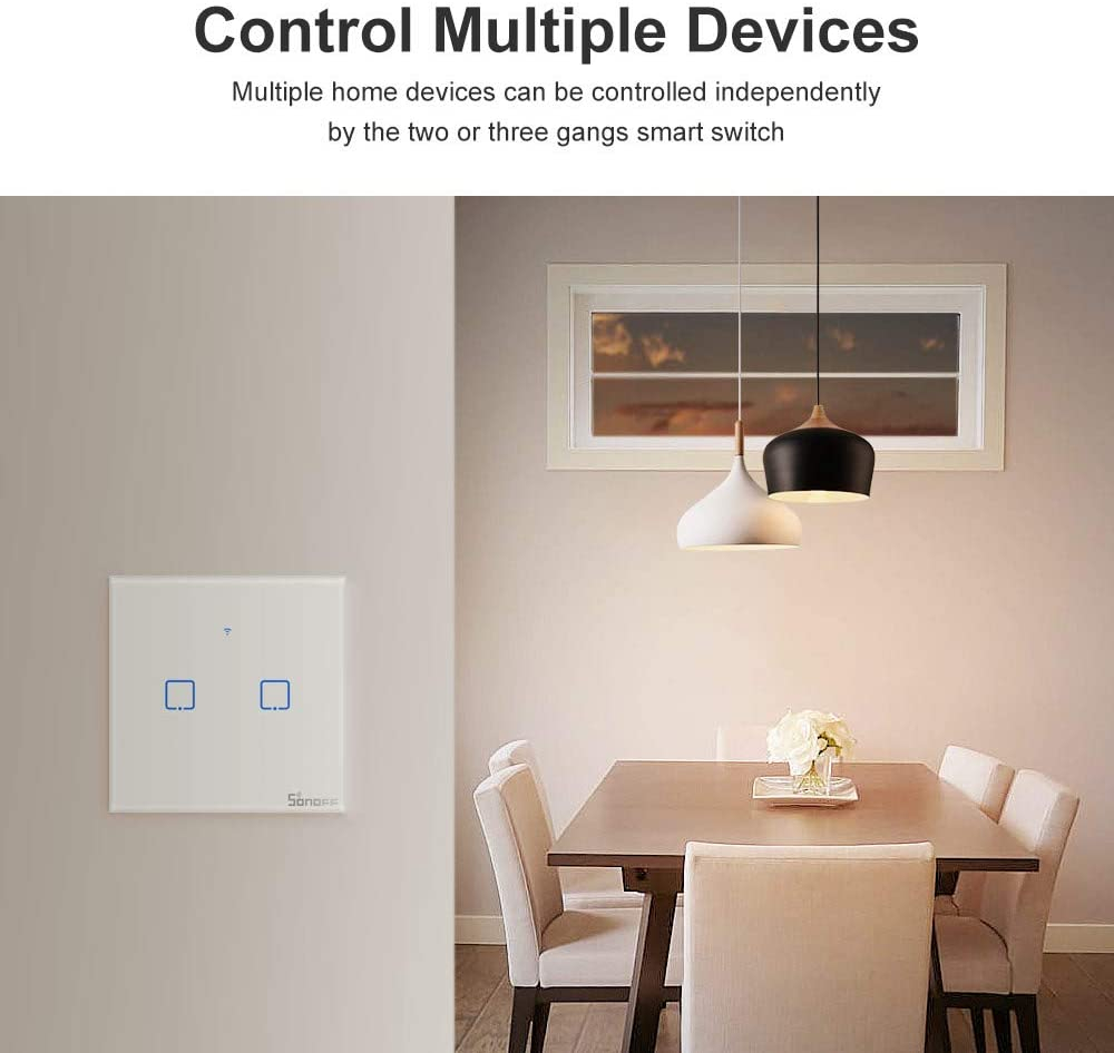 Pametni zidni prekidač SONOFF T1EU2C-TX Wi-Fi + RF433 Dual-2