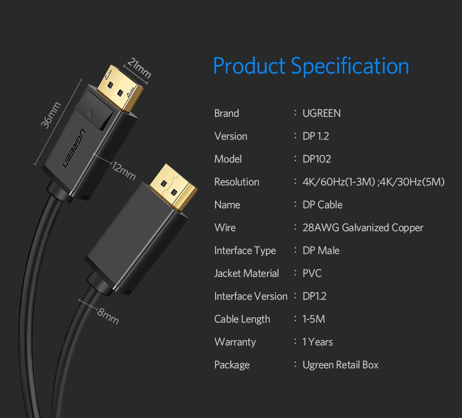 Kabel DisplayPort 1.2 UGREEN (1.5 m)-5