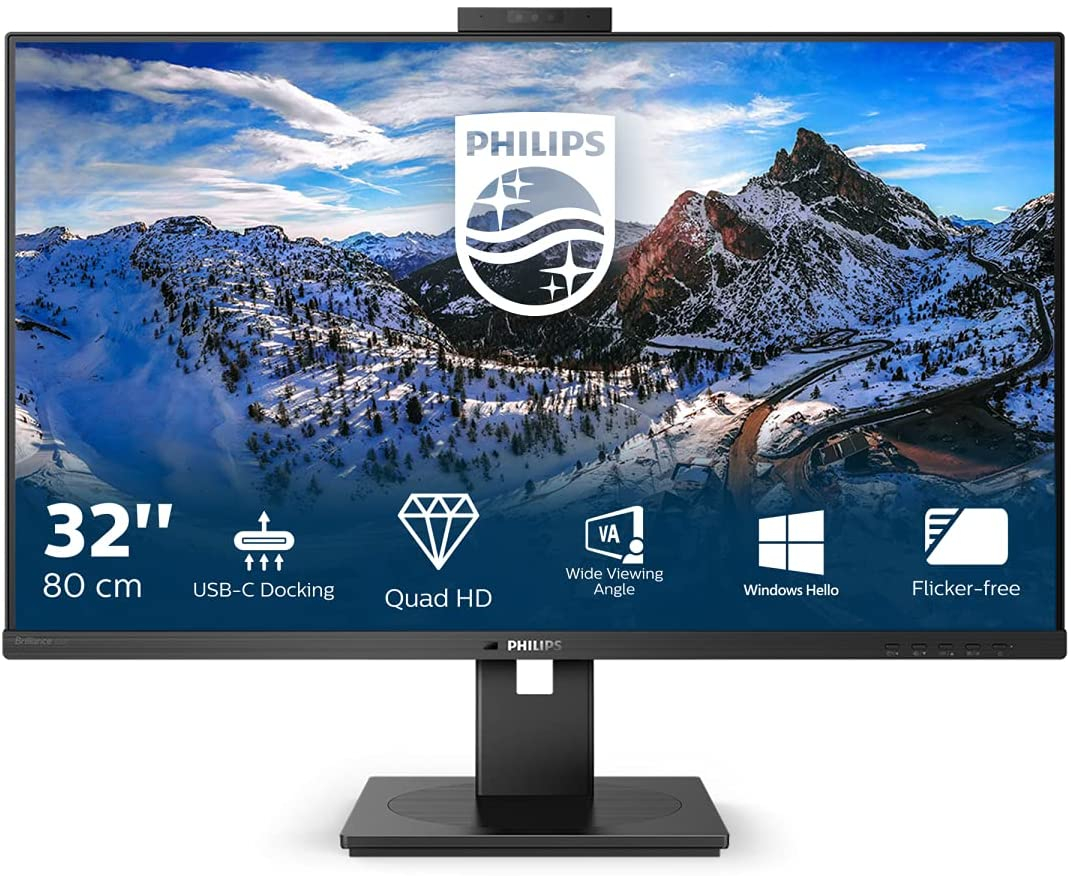 Monitor PHILIPS 326P1H IPS QHD (31.5",IPS,75Hz,2MP webcam,USB-C)