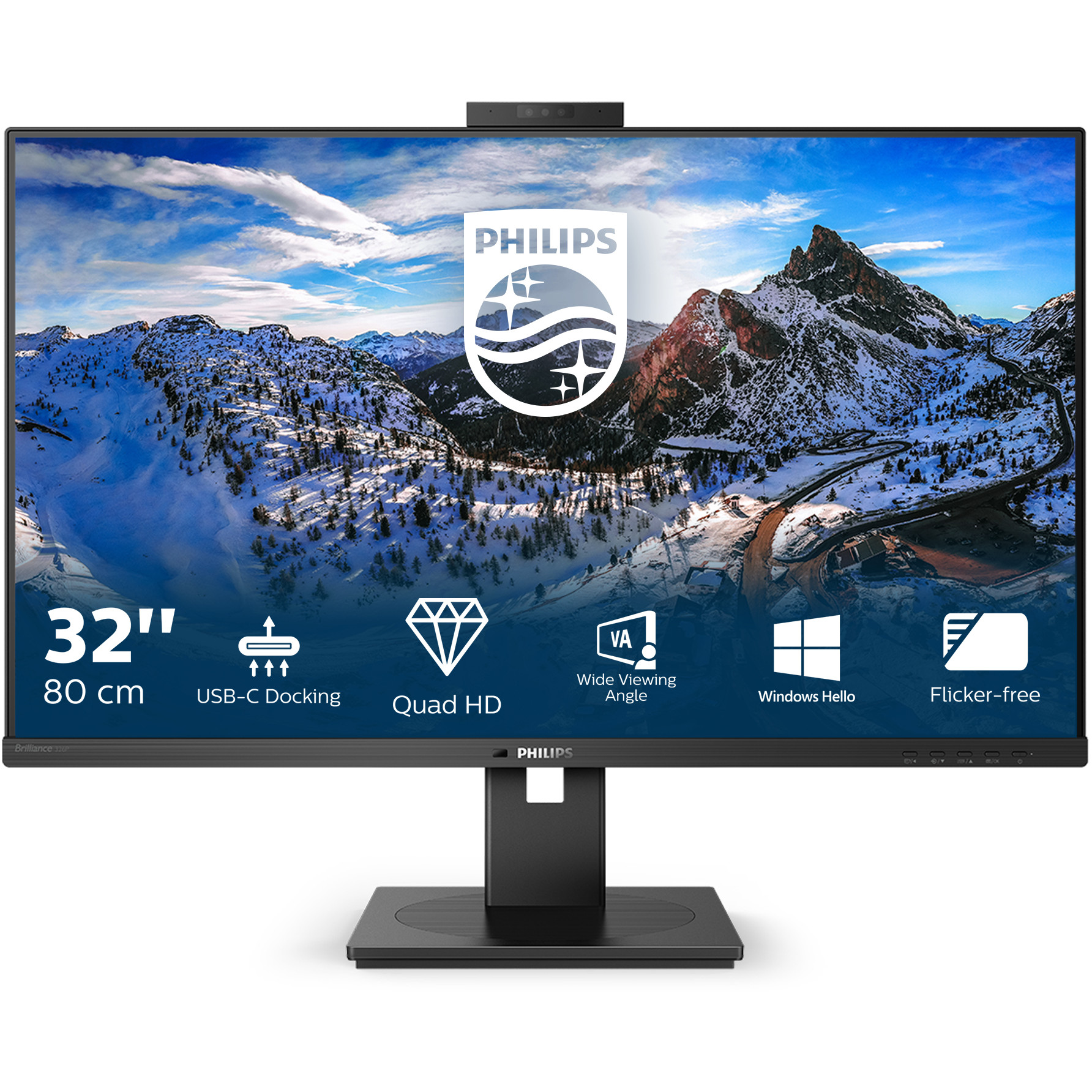 Monitor PHILIPS 326P1H IPS QHD (31.5",IPS,75Hz,2MP webcam,USB-C)-8