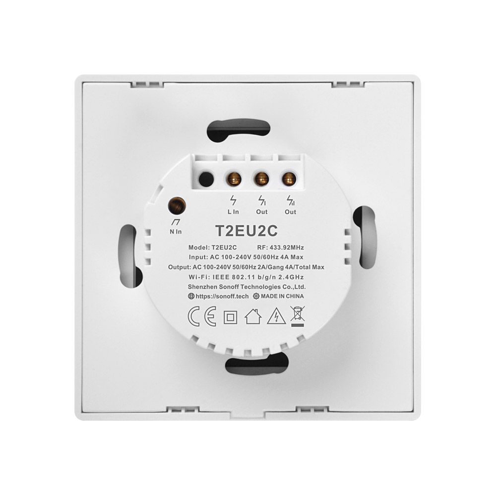 Pametni zidni prekidač SONOFF Wi-Fi + RF433 dual T2EU2C-TX-1