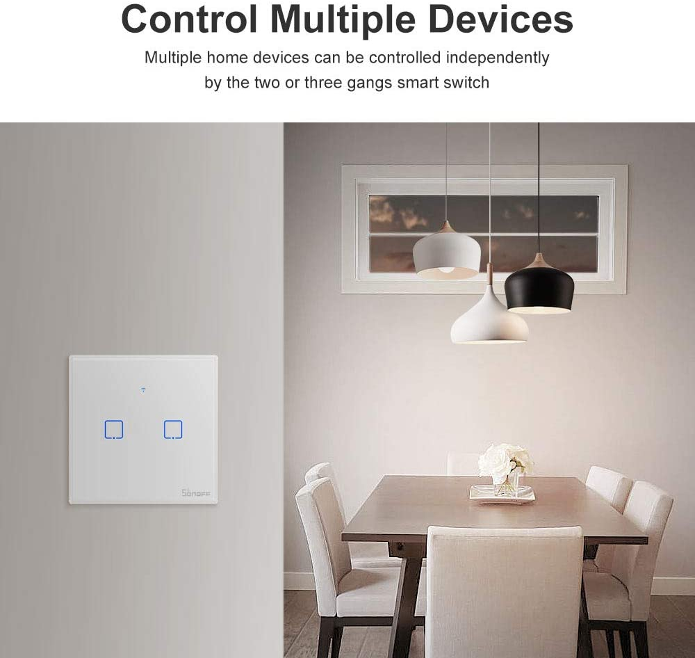 Pametni zidni prekidač SONOFF Wi-Fi + RF433 dual T2EU2C-TX-6