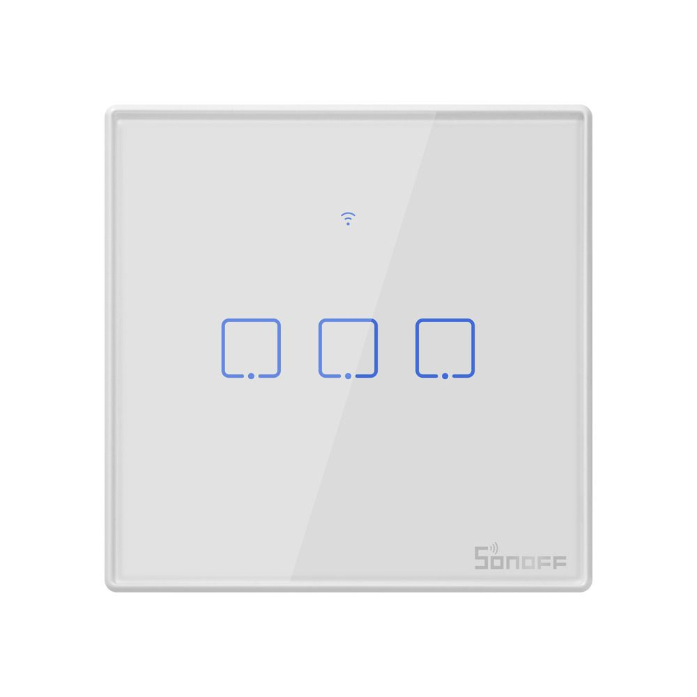 Pametni zidni prekidač SONOFF T2EU3C-TX (3 kanala, Wi-Fi + RF 433 MHz, upravljanje dodirom)