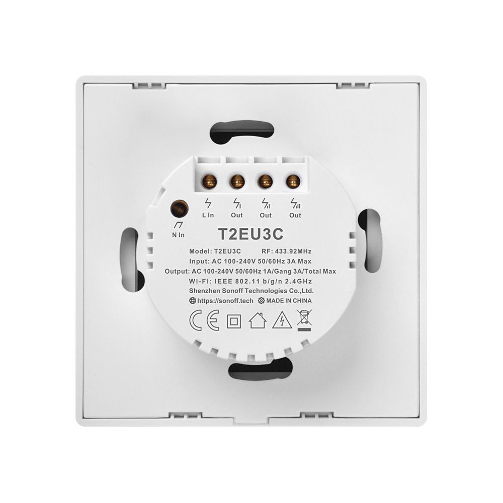 Pametni zidni prekidač SONOFF T2EU3C-TX (3 kanala, Wi-Fi + RF 433 MHz, upravljanje dodirom)-1