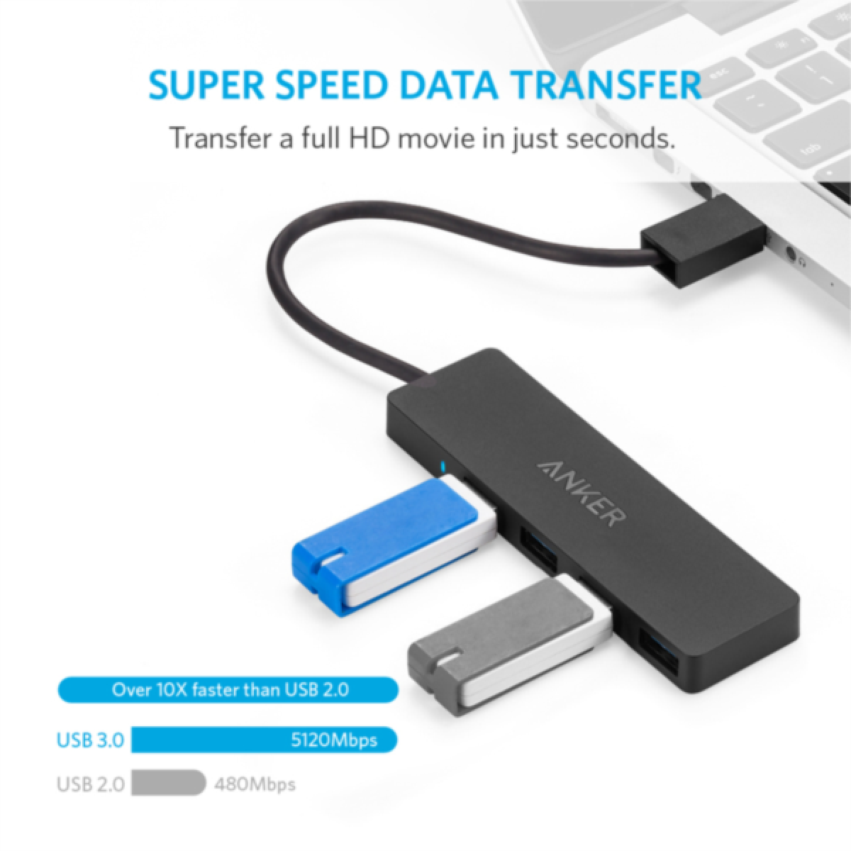 Ultra tanki 4-port USB 3.0 hub ANCHOR (crni)-2