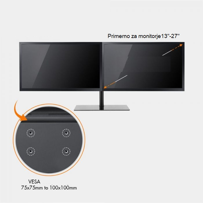 Stolni stalak VONHAUS za dva monitora sa staklenom bazom
