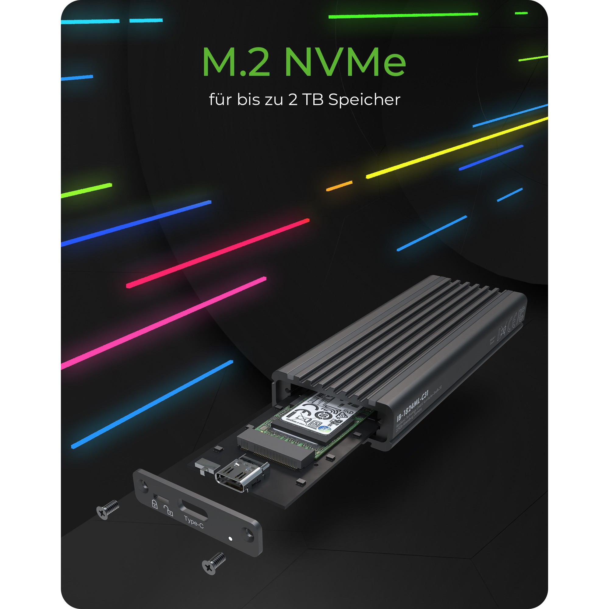 Kućište Icybox USB-C & USB-A 3.1 za M.2 NVMe SSD-14
