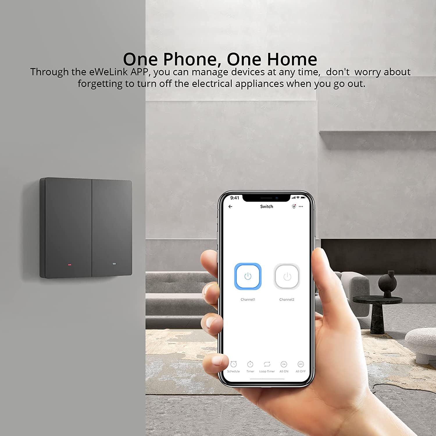Pametni zidni Wi-Fi prekidač SONOFF M5-2C-86, double-6