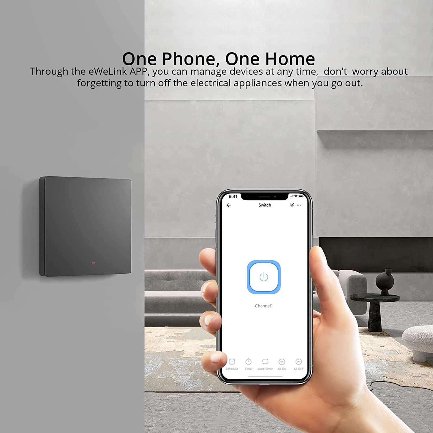 Pametni zidni Wi-Fi prekidač SONOFF M5-1C-80, single-6