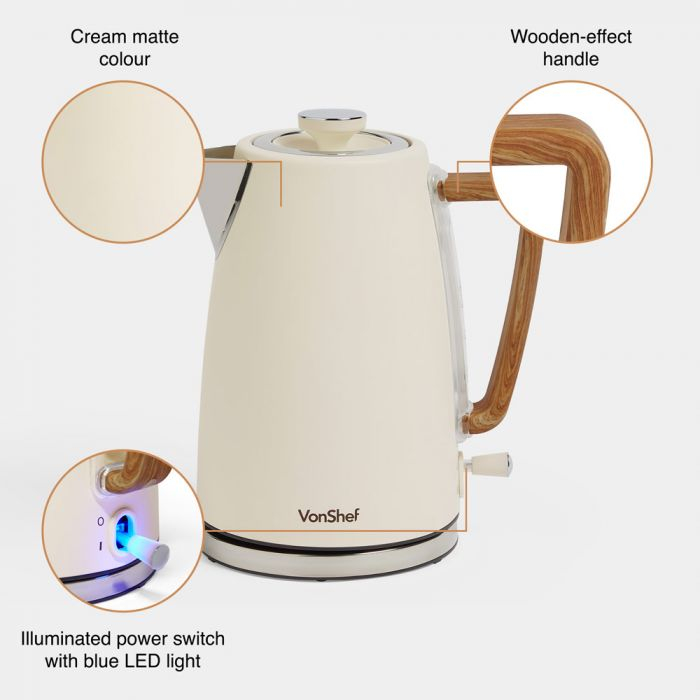 VonShef water heater Cream and Wood 1.7L-4