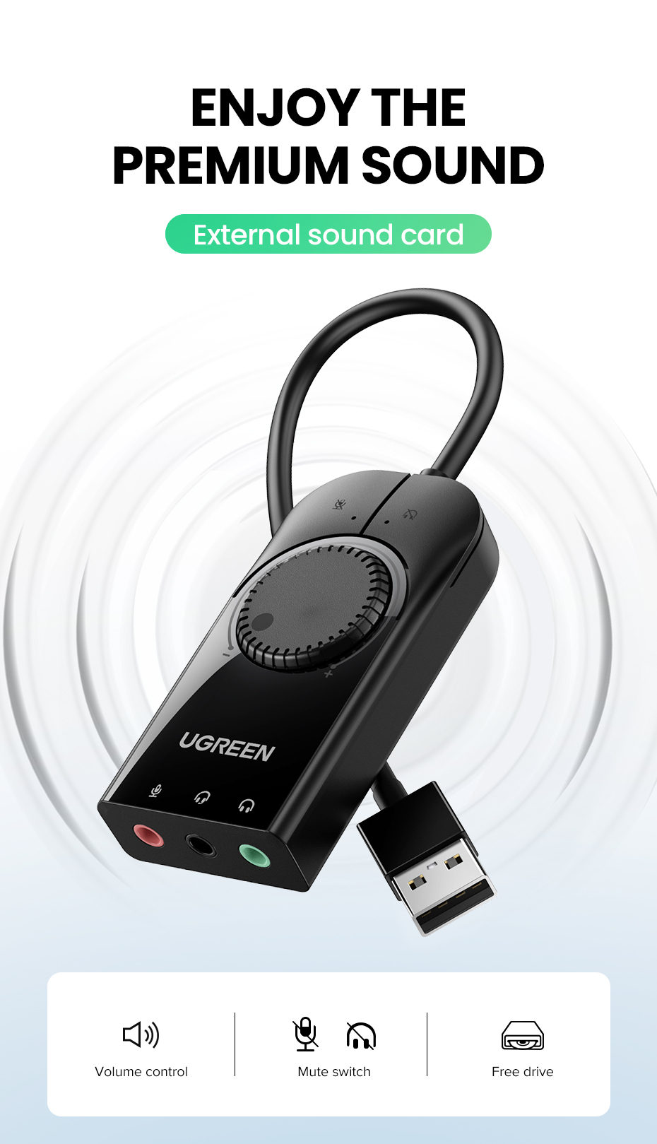 Vanjska USB zvučna kartica UGREEN-6