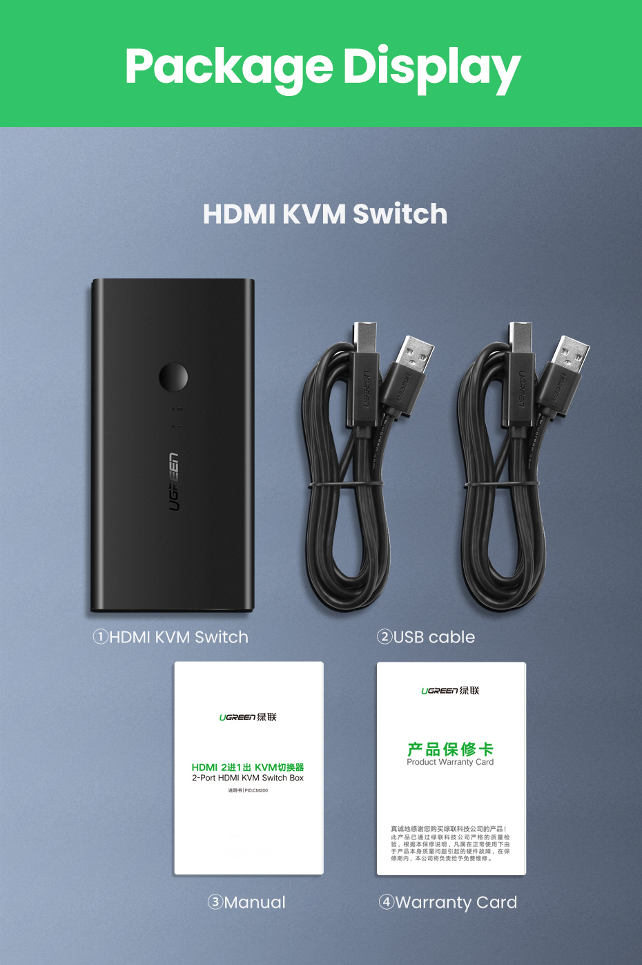 HDMI 2x1 KVM preklopnik UGREEN-11