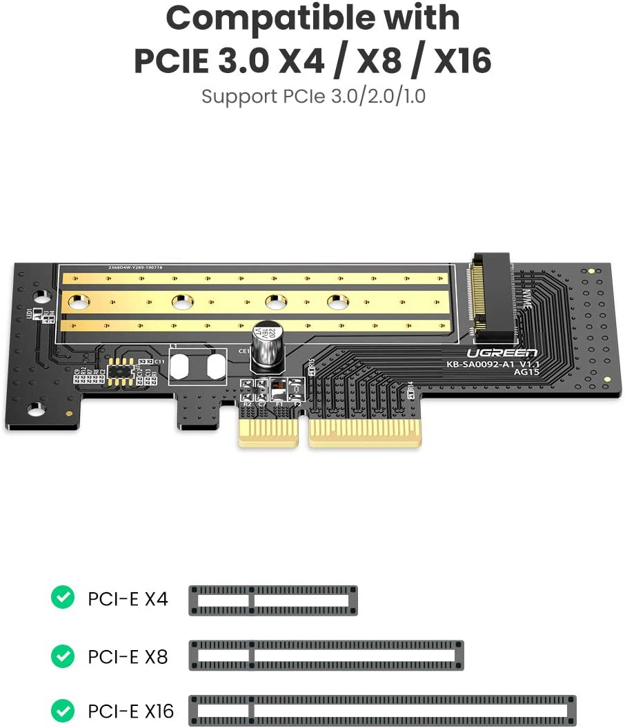 Ugreen M.2 PCIe NVME to PCIe 3.0 x4 x8 x16 adapter - box-7