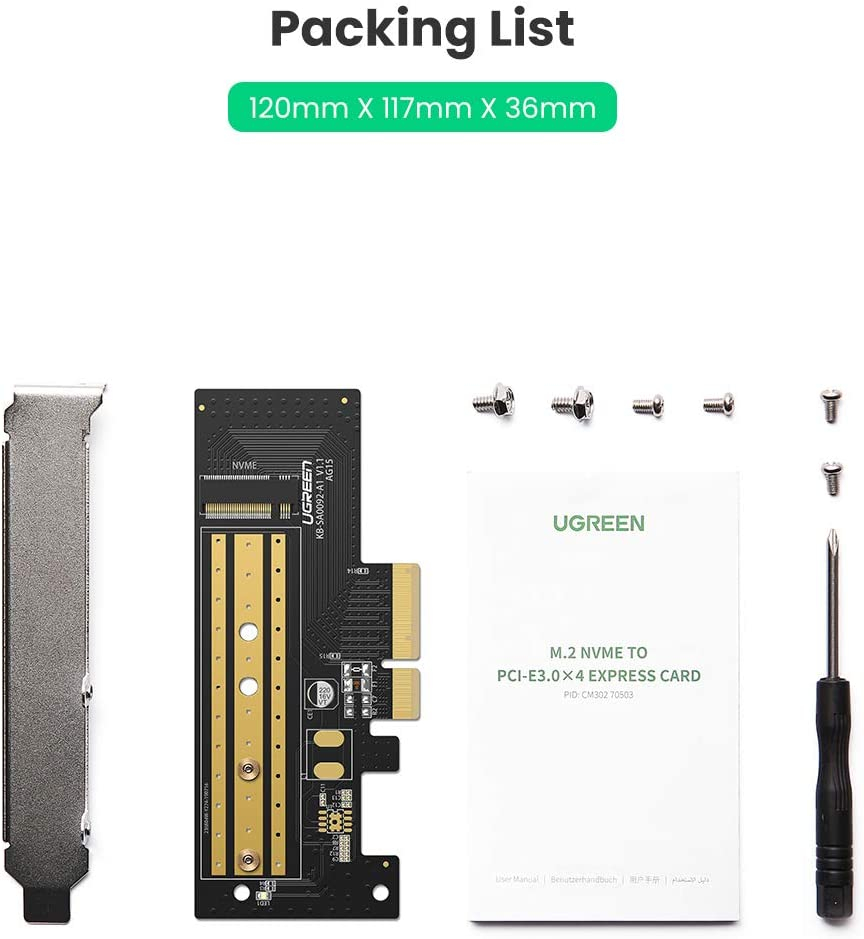 Ugreen M.2 PCIe NVME to PCIe 3.0 x4 x8 x16 adapter - box-2