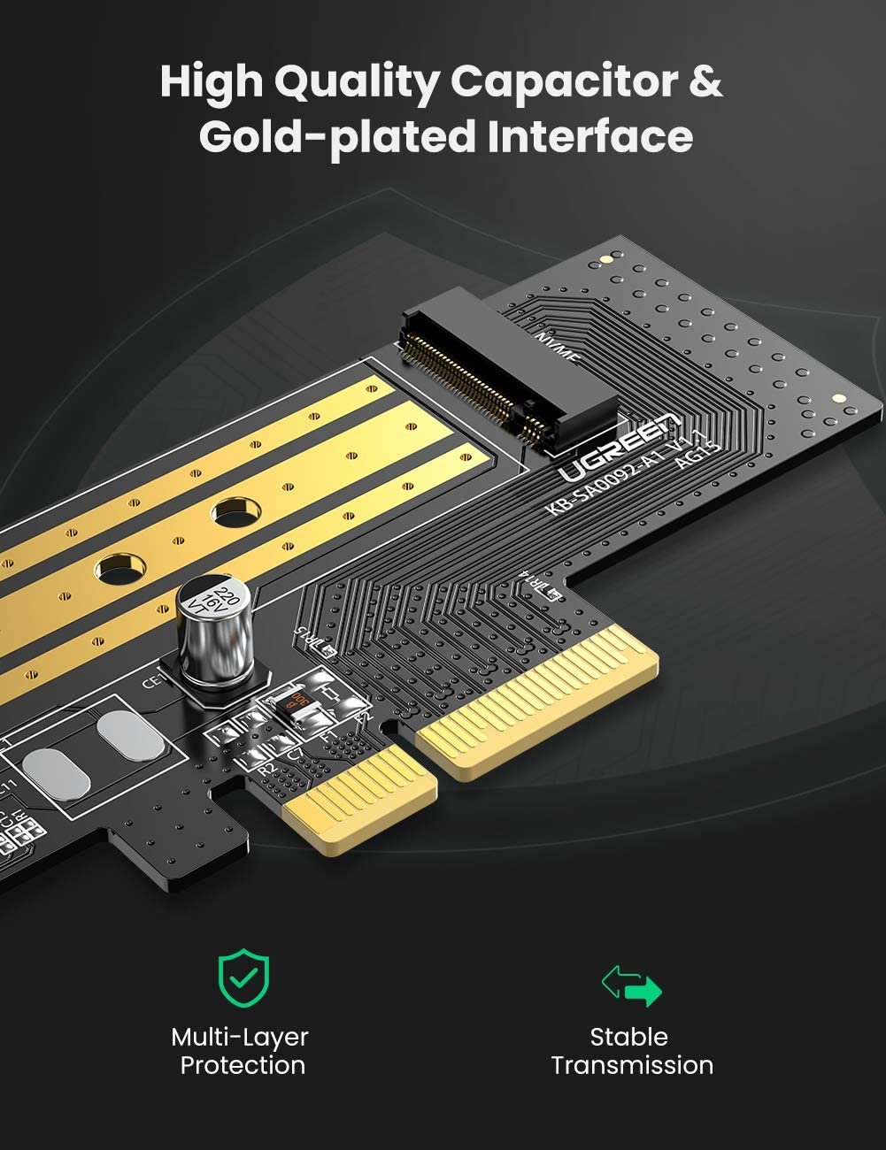 Ugreen M.2 PCIe NVME to PCIe 3.0 x4 x8 x16 adapter - box-4