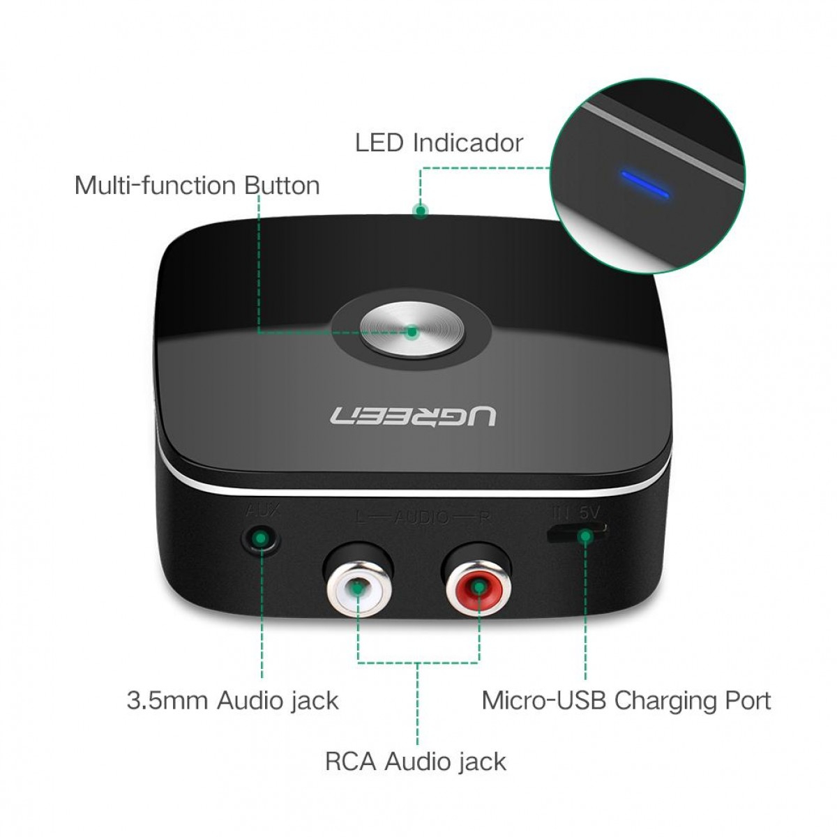 Prijemnik UGREEN Bluetooth 5.0 Audio RCA-2