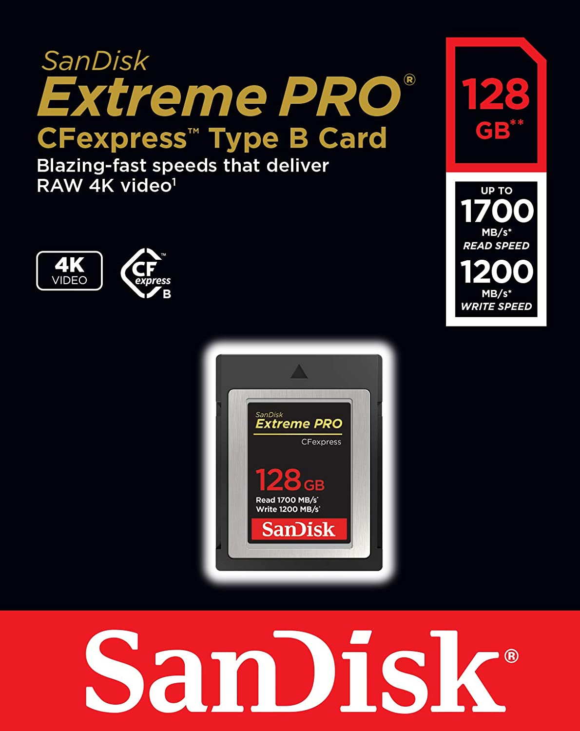 CFexpress kartica SANDISK 128GB Extreme PRO tipa B / Čitanje 1700MB/s W:1200MB/s-3