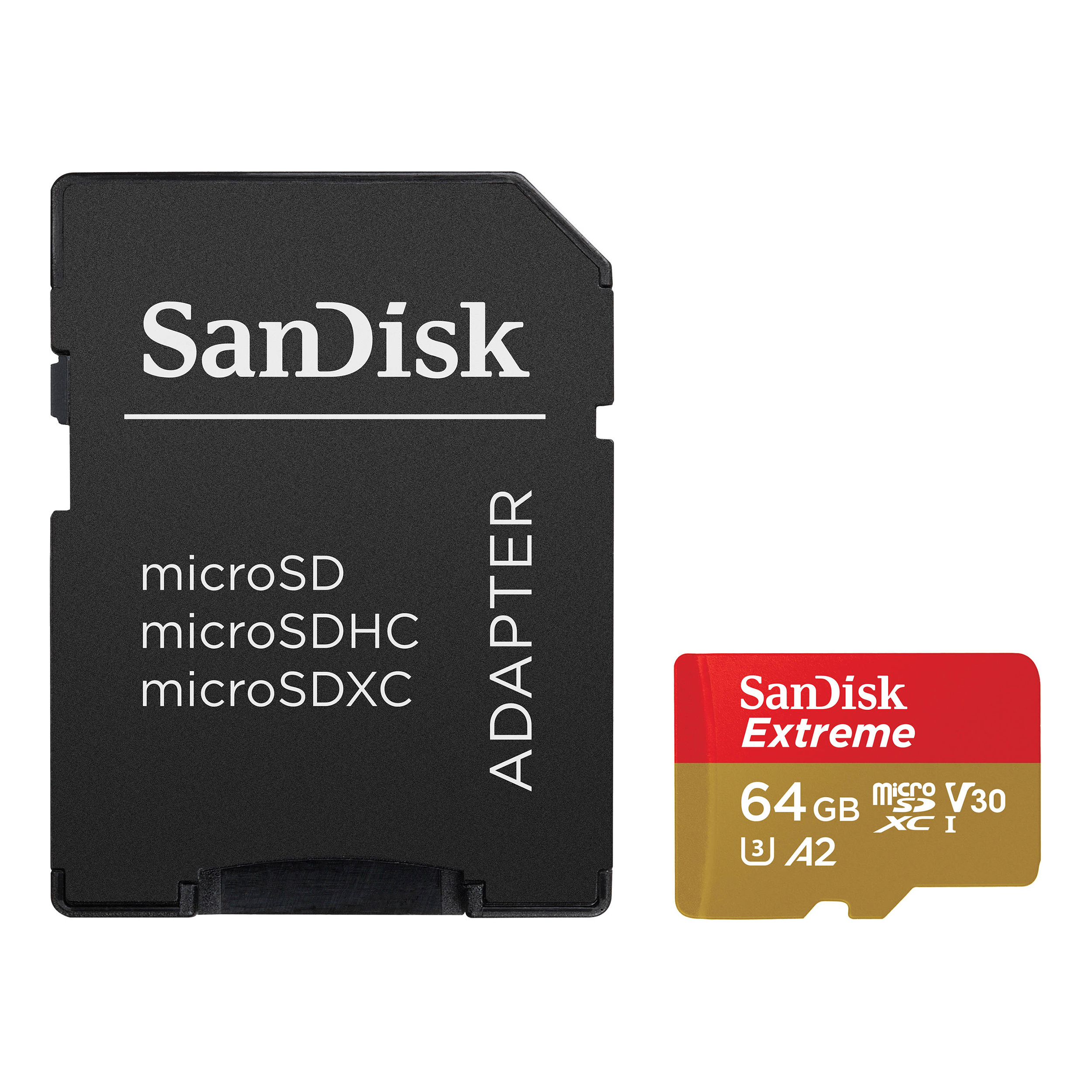 Memorijska kartica SANDISK Micro SDXC Extreme 64 GB, za akcijske kamere i dronove + SD adapter