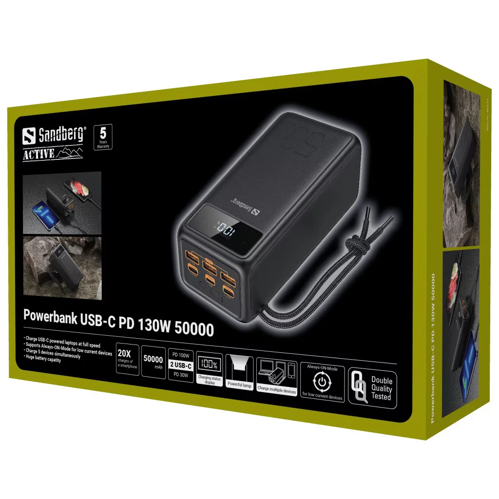 Prijenosna baterija SANDBERG USB-C Power Delivery 130W 50000mAh-6