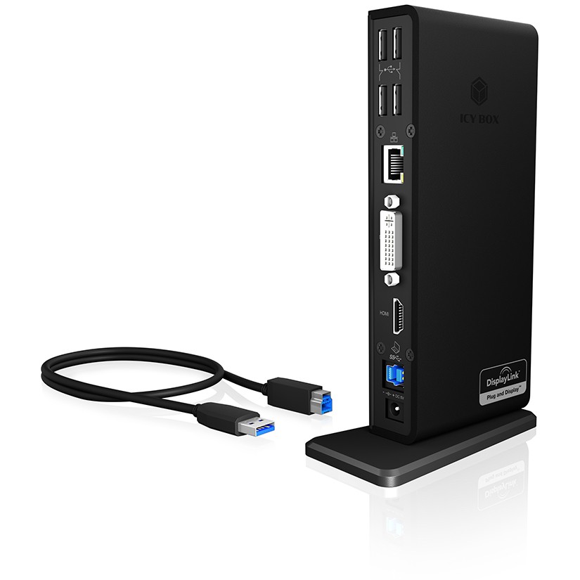 Priključna stanica ICYBOX IB-DK2241AC/ 4x USB 2.0/ 2x USB 3.0/ HDMI/ USB 3.0 5V punjač G-LAN RJ45/ DVI/ za notebook-10