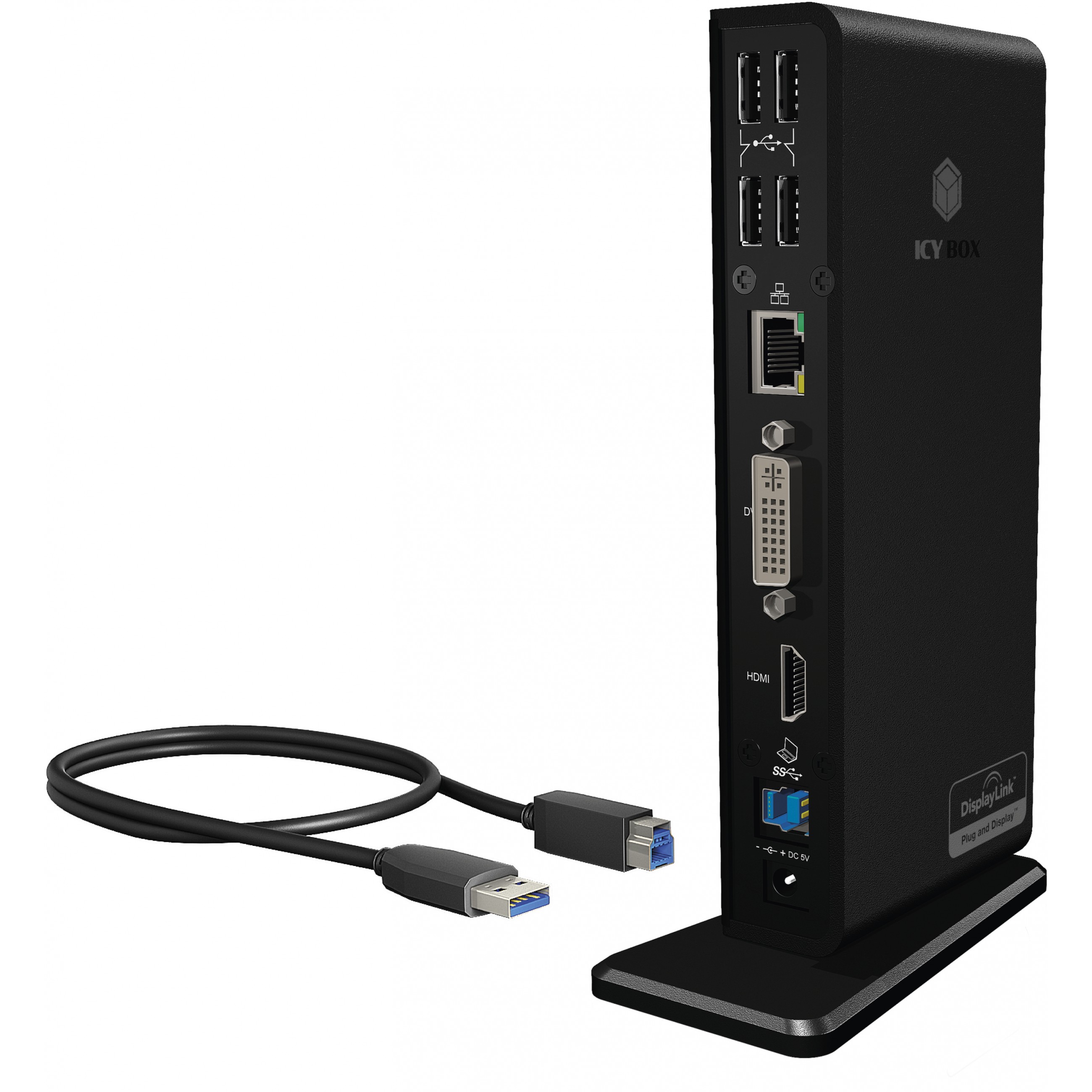 Priključna stanica ICYBOX IB-DK2241AC/ 4x USB 2.0/ 2x USB 3.0/ HDMI/ USB 3.0 5V punjač G-LAN RJ45/ DVI/ za notebook-13