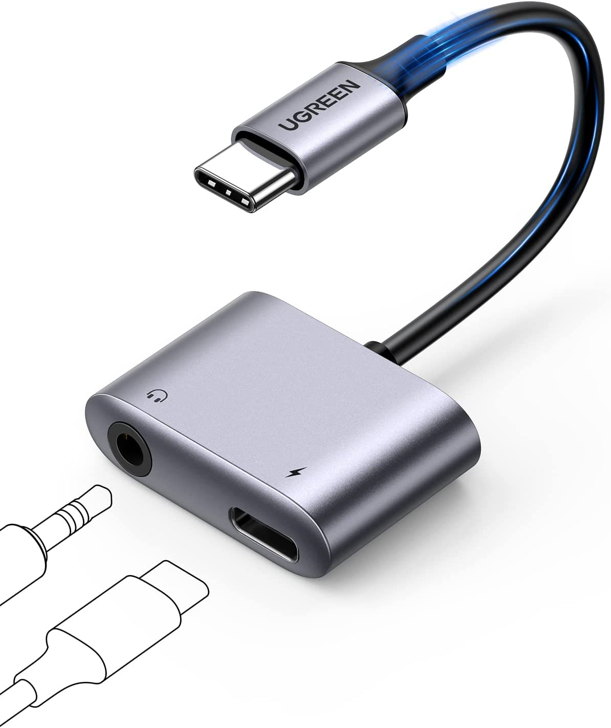 Adapter za slušalice i punjač UGREEN 2 u 1 (USB C na 3,5 mm)-0