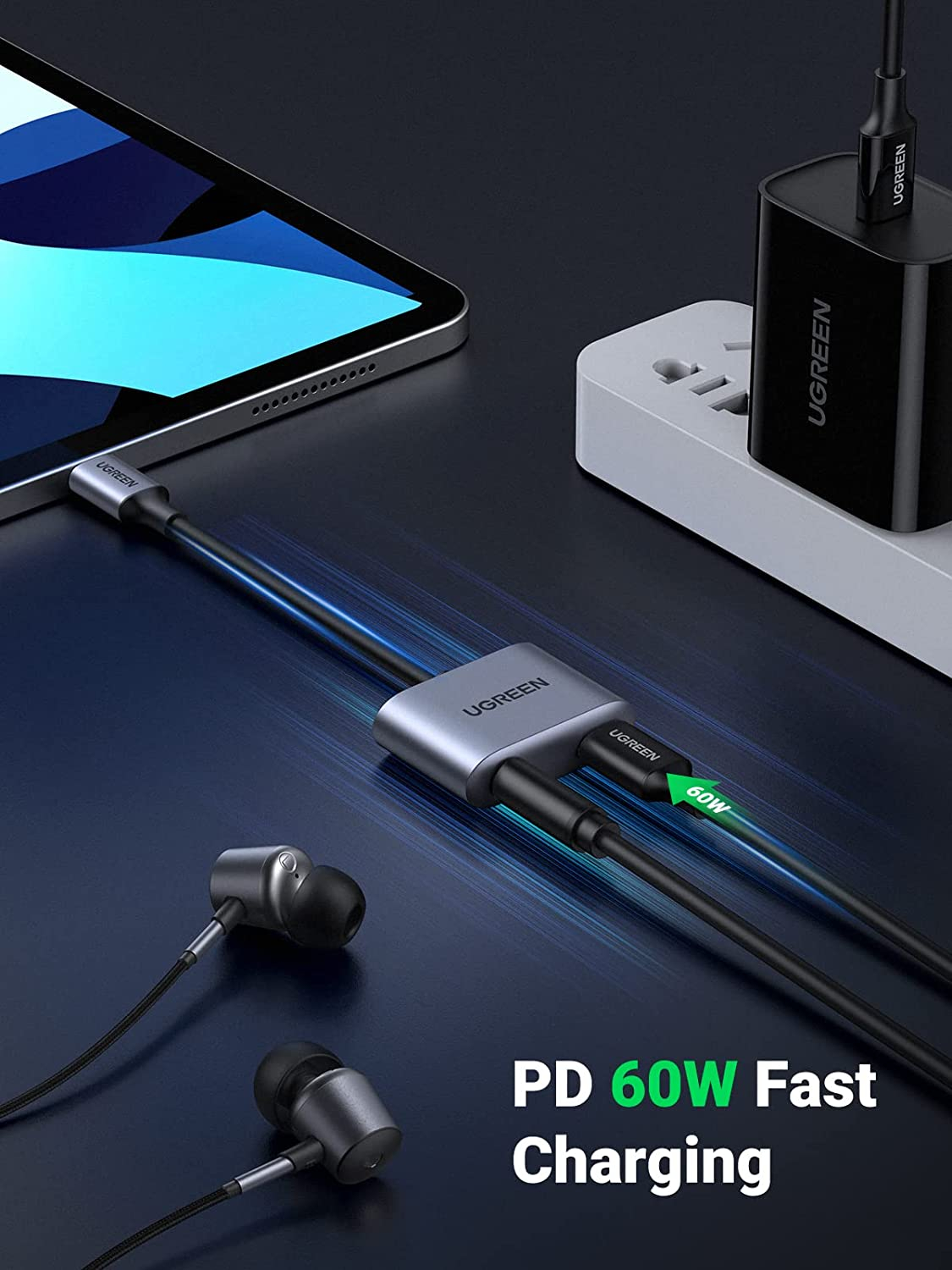 Adapter za slušalice i punjač UGREEN 2 u 1 (USB C na 3,5 mm)-6