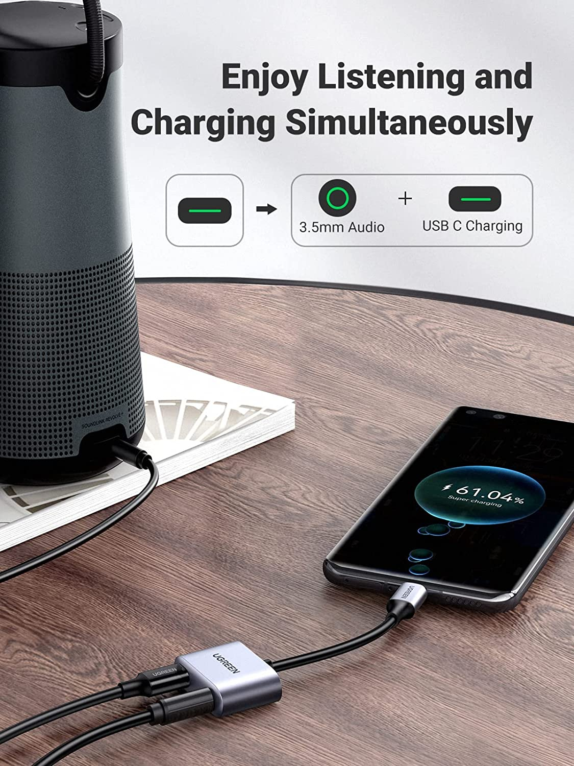 Adapter za slušalice i punjač UGREEN 2 u 1 (USB C na 3,5 mm)-3