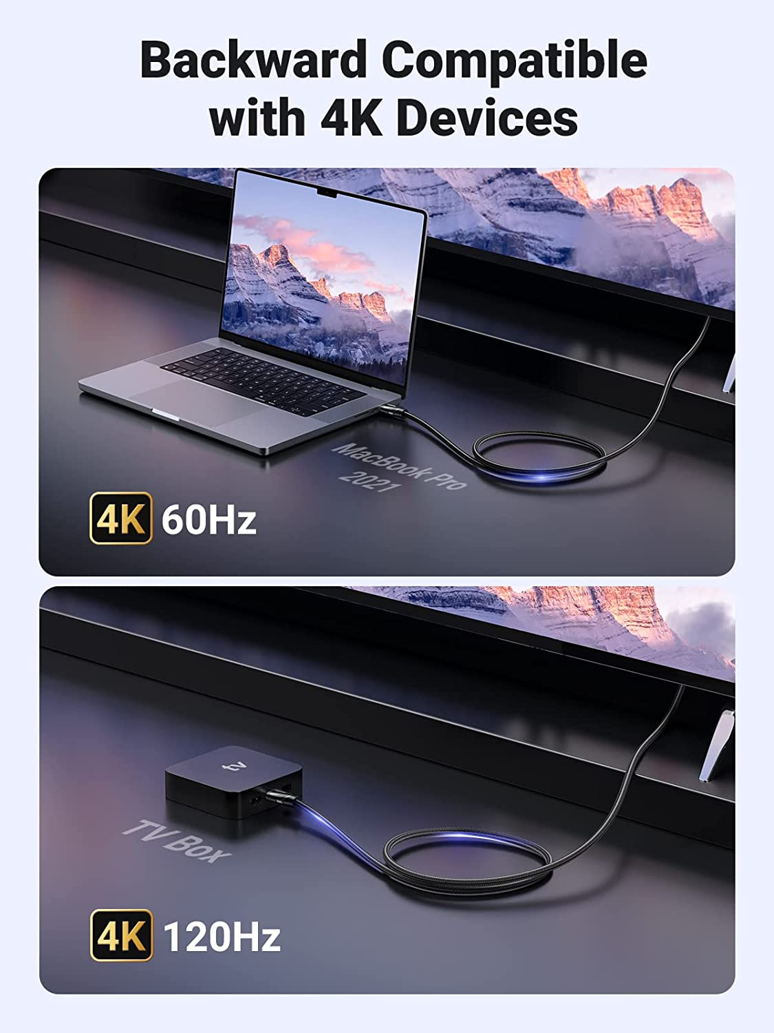 HDMI kabel UGREEN 8K 2.1 8K@60Hz 4K@120Hz, 5M-4