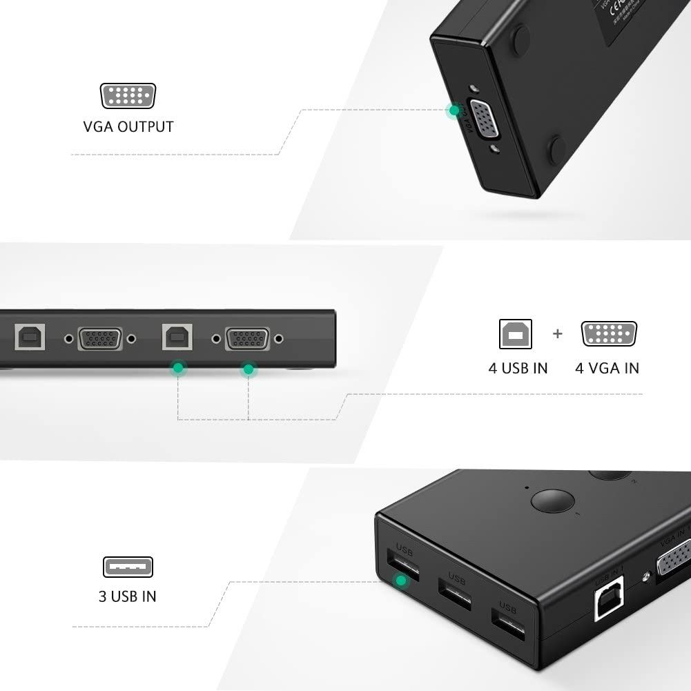 Prekidač UGREEN VGA 4x1 KVM-2