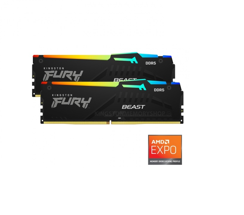 RAM memorija KINGSTON Fury Beast RGB 32GB Kit (2x16GB) DDR5-6000 DIMM PC5-48000 CL36, 1.25V-1