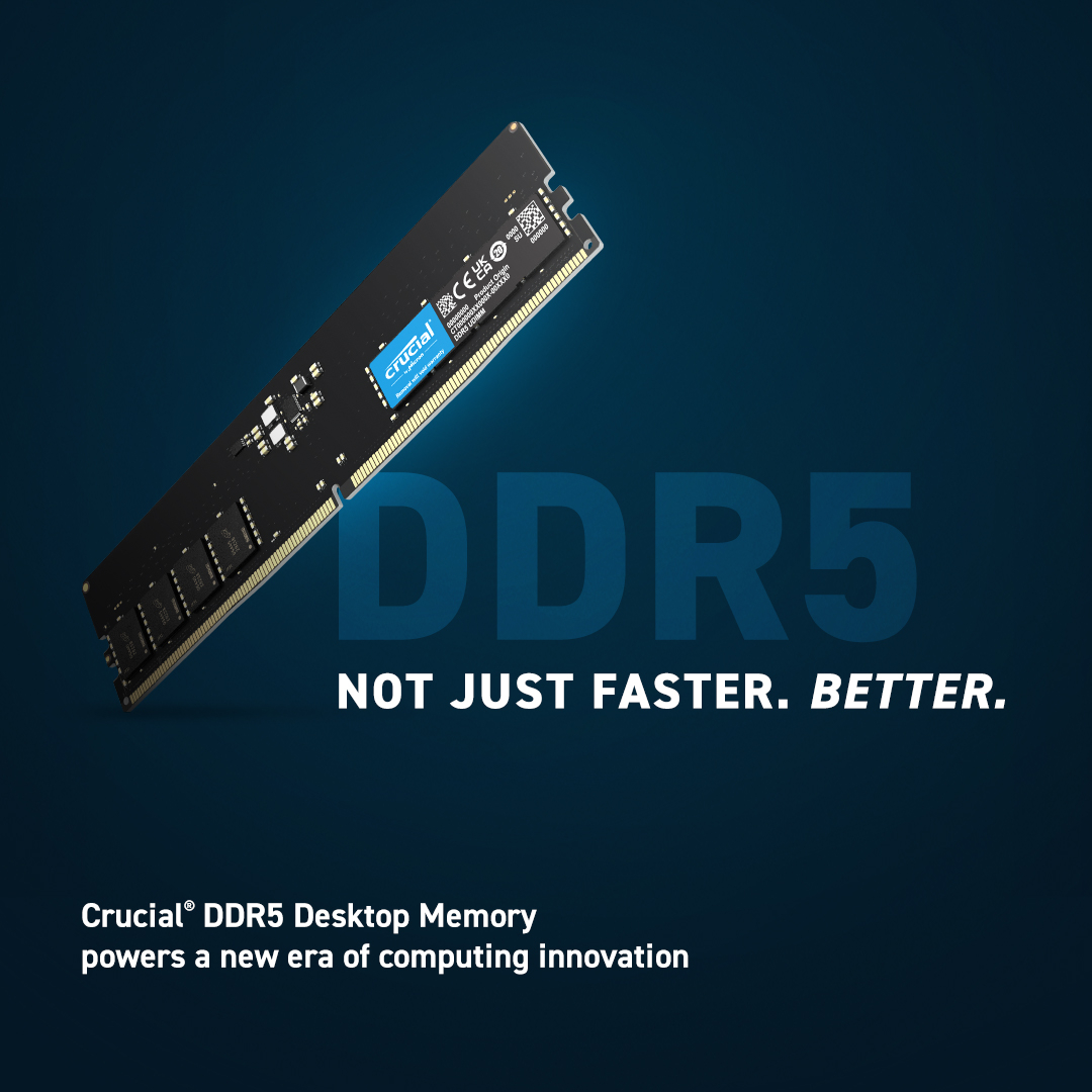 Crucial 32GB Kit (2x16GB) DDR5-4800 UDIMM PC5-38400 CL40, 1.1V-1