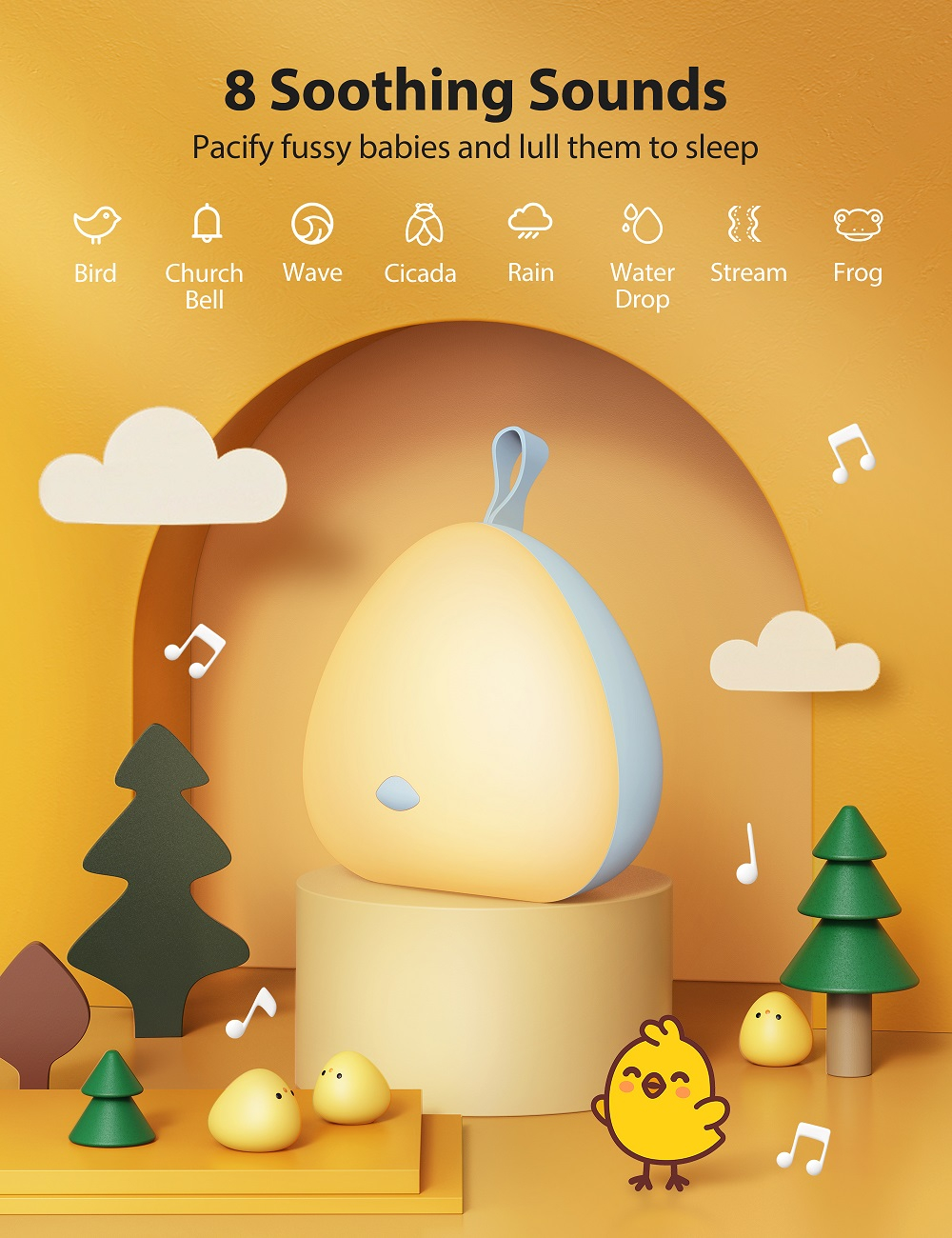 Noćna lampa VAVA Little Chick plava-4