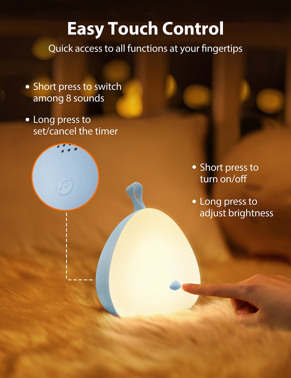 Noćna lampa VAVA Little Chick plava-6