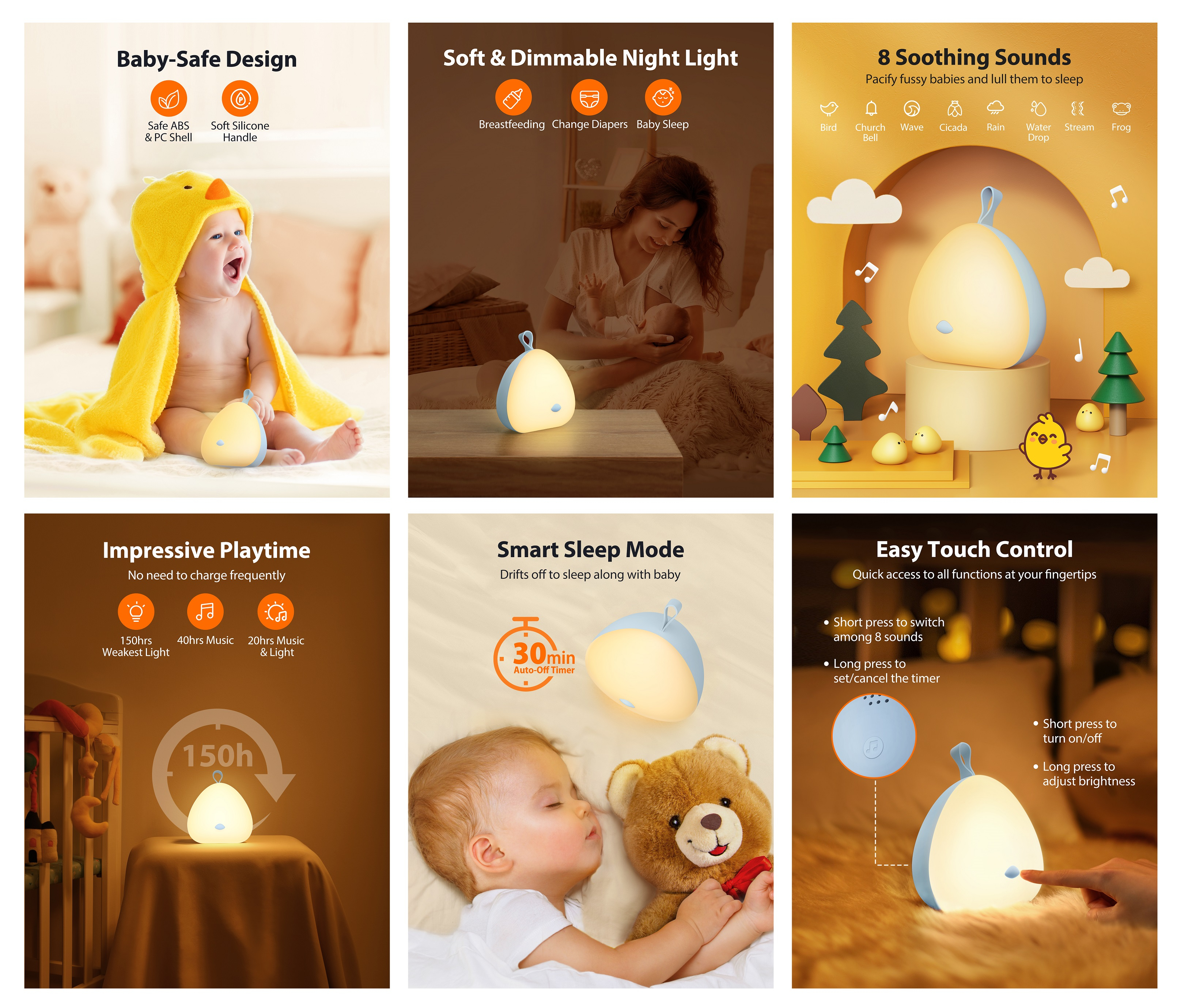 Noćna lampa VAVA Little Chick plava-7