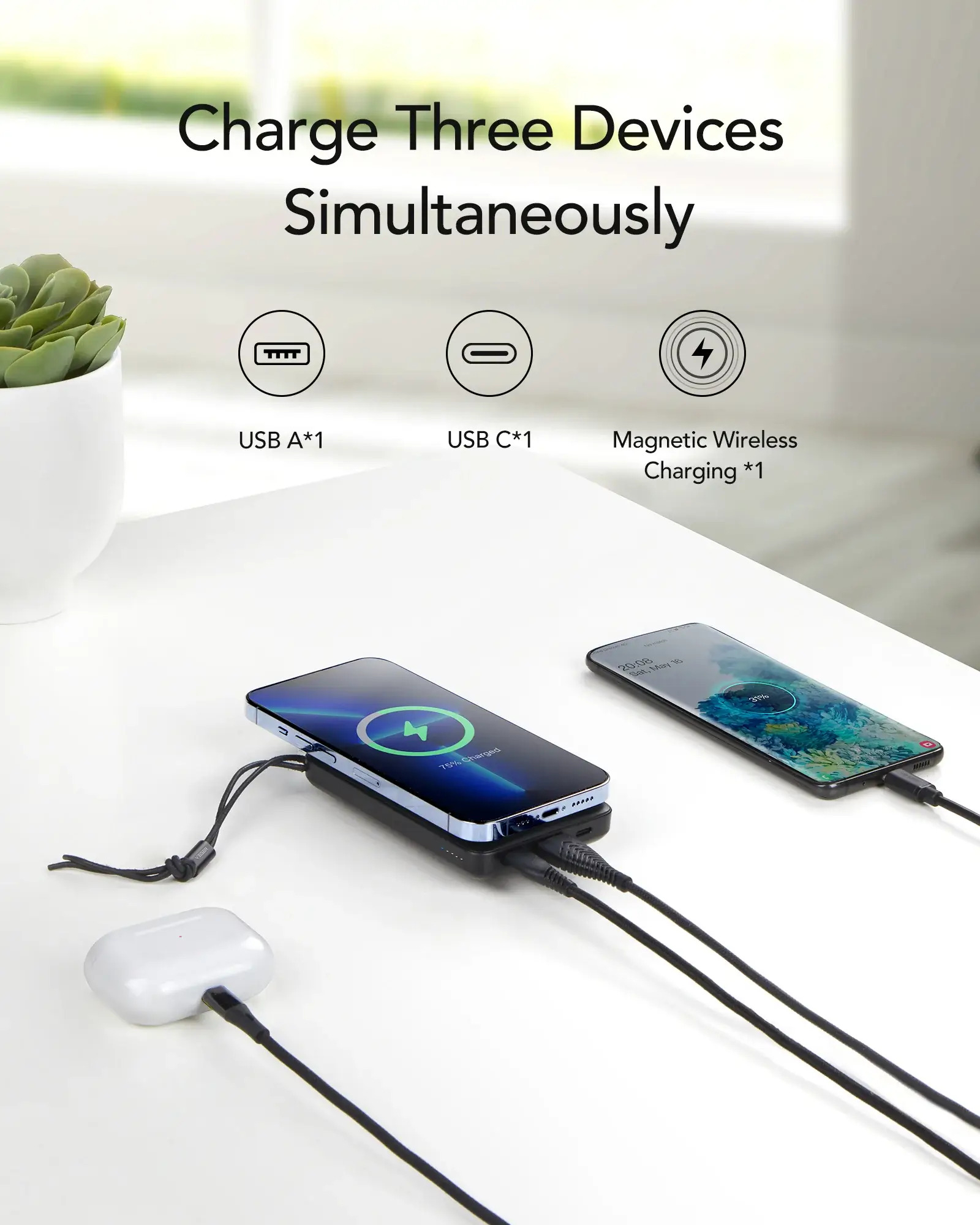 Prijenosna baterija VEGER MagOn (10000 mAh) crna-5
