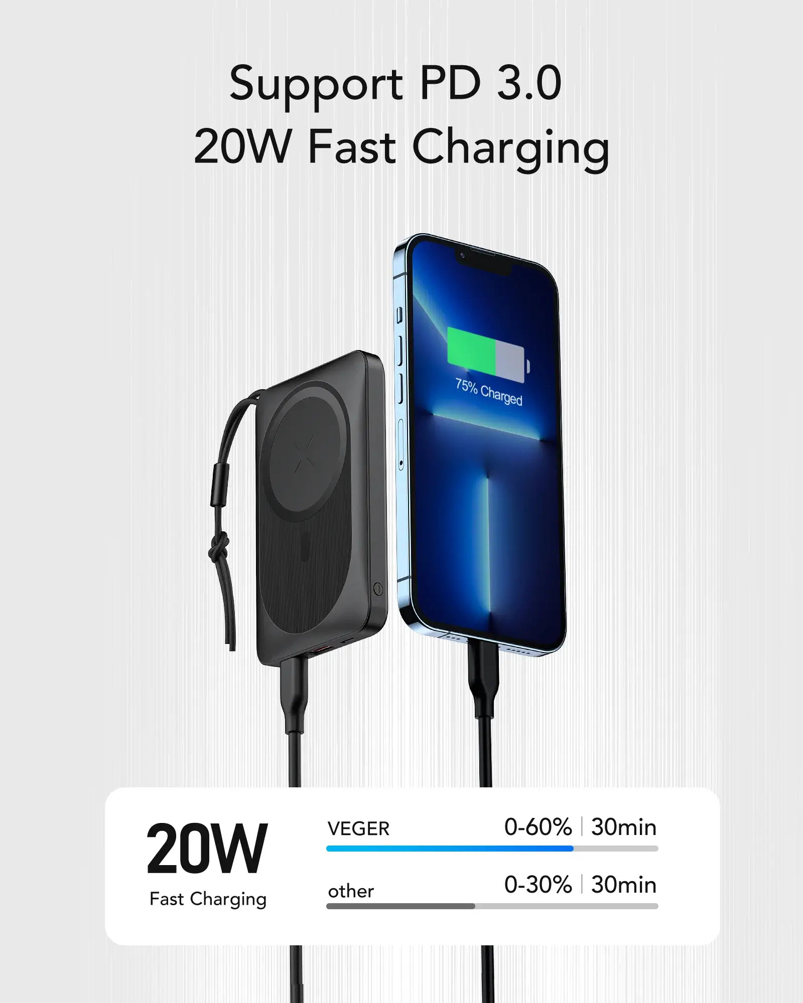 Prijenosna baterija VEGER MagOn (10000 mAh) crna-4