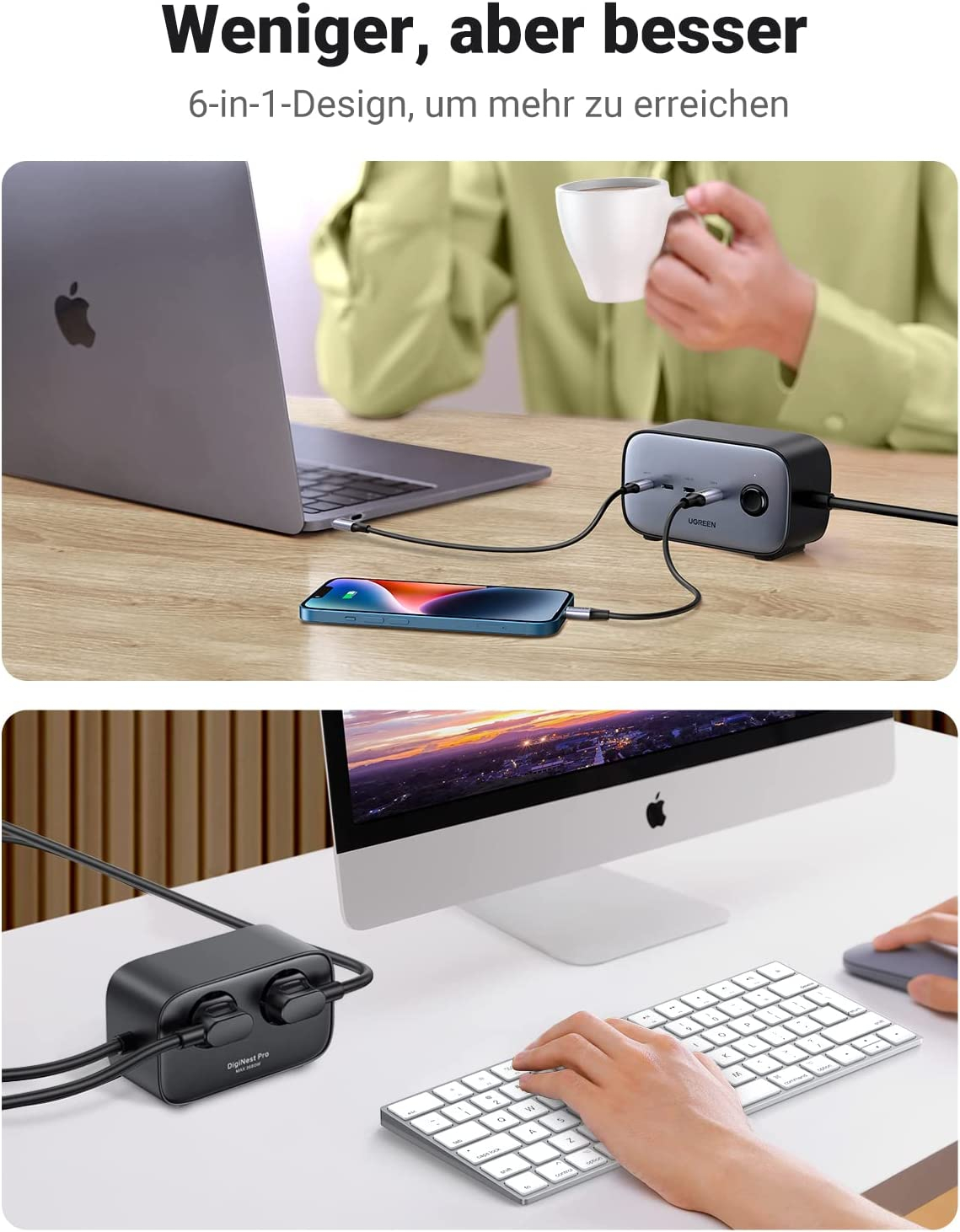 Punjač USB-C UGREEN DigiNest Pro (100W GaN)-3
