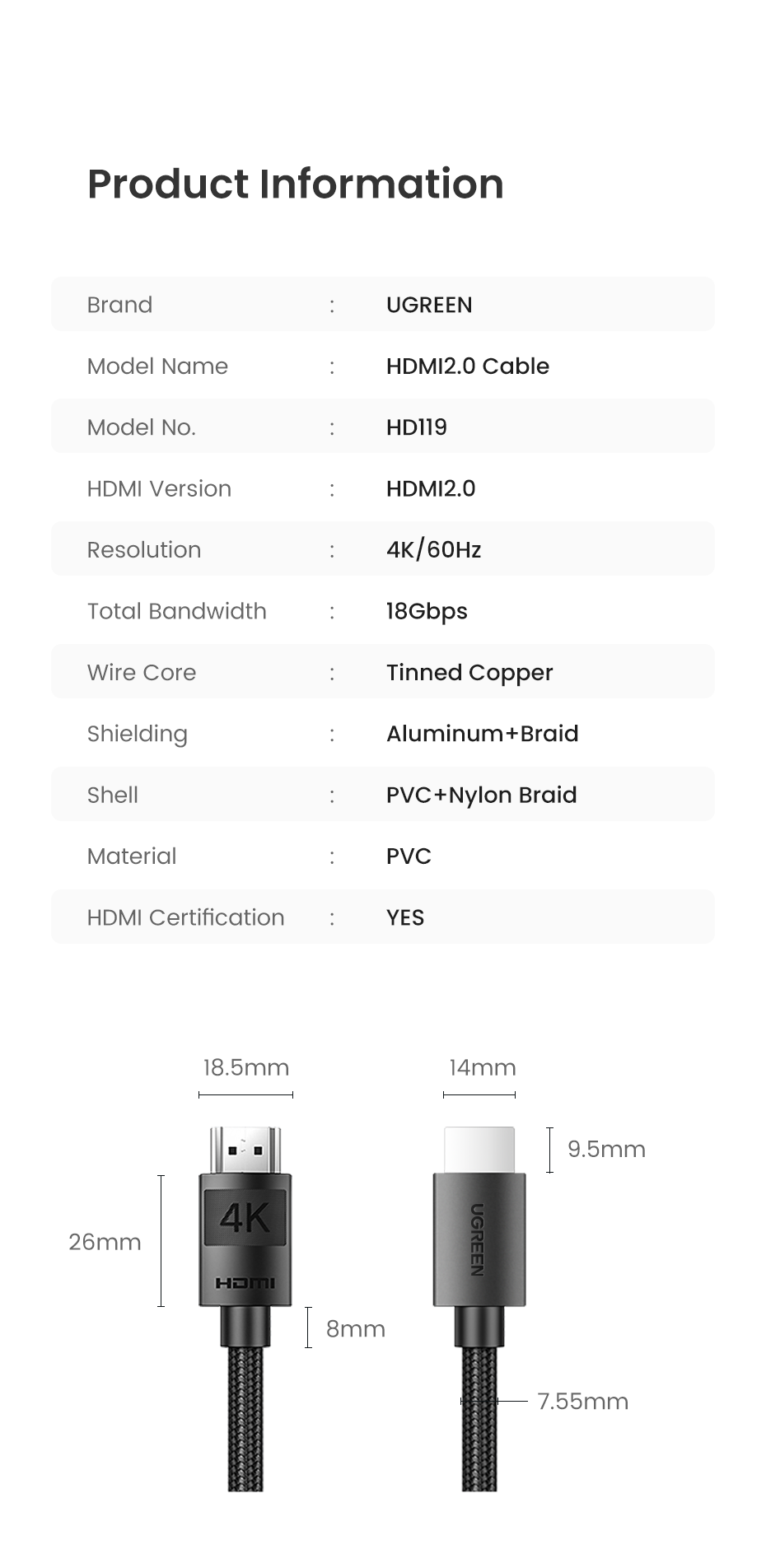 Kabel HDMI UGREEN (4K, 15 m s IC)-5