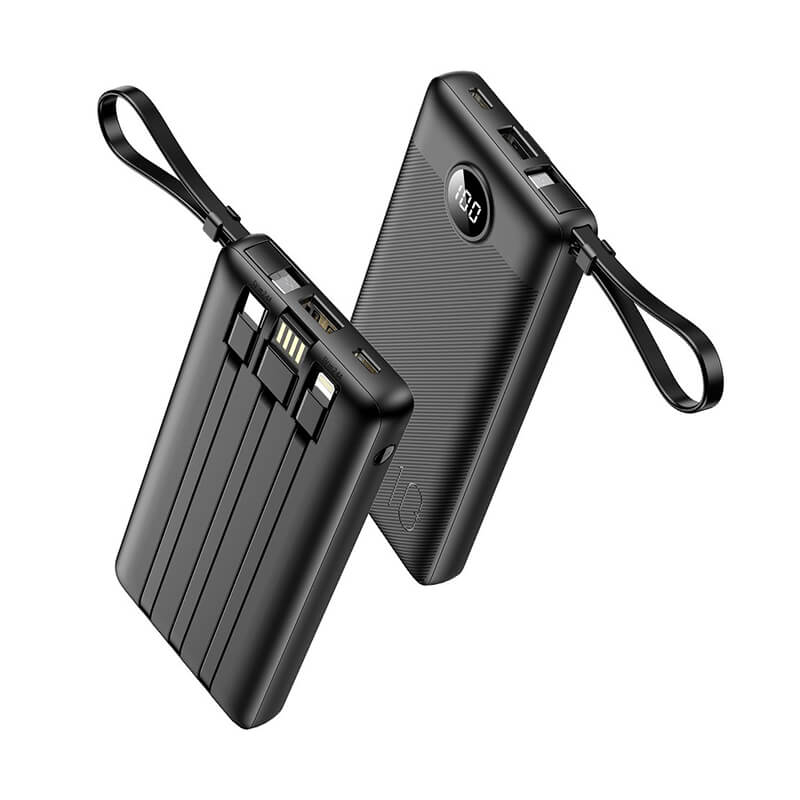 Prijenosna baterija s ugrađenim kabelima VEGER C10 (10000 mAh) crna-1