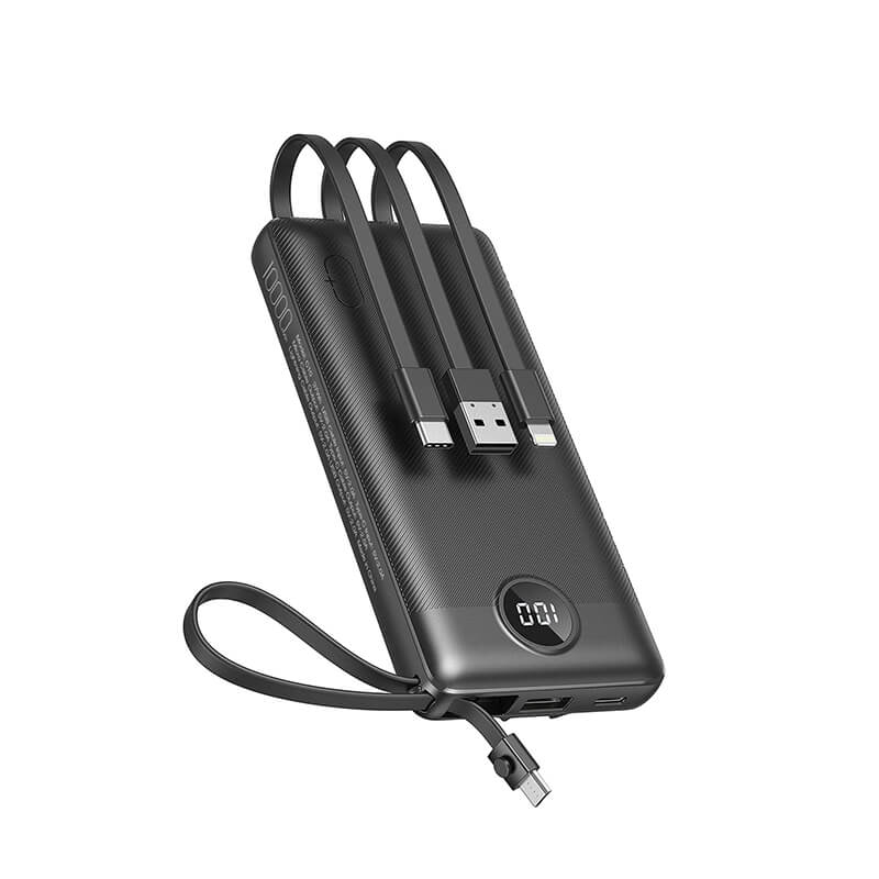 Prijenosna baterija s ugrađenim kabelima VEGER C10 (10000 mAh) crna-2